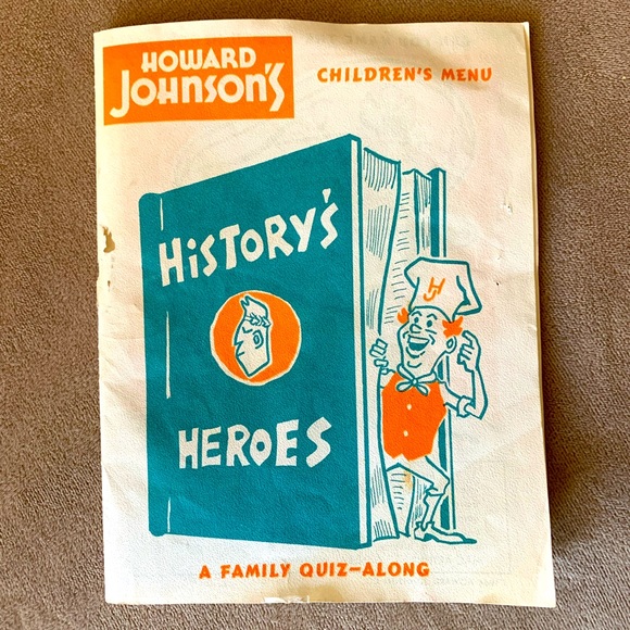 1964 Howard Johnson's "History's Heroes" Kid's Menu Family Quiz-Along Lithograph - Picture 1 of 7